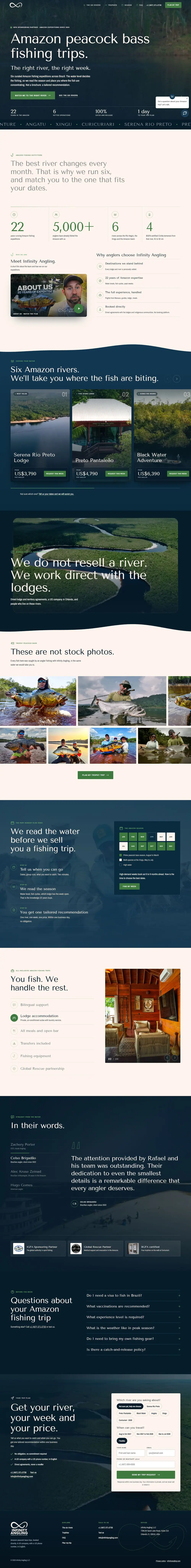 Página inteira do site Infinity Angling